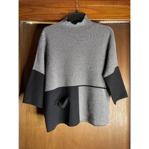 Ali Miles Women's Black gray Knit Tunic Sweater Size PS